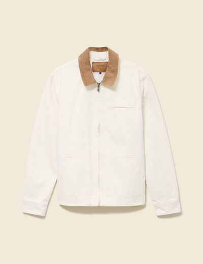 Blouson manches longues en coton ecru homme
