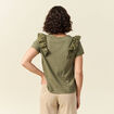 T-shirt en coton manches courtes vert kaki femme
