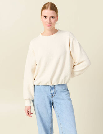 Sweat manches longues ecru femme