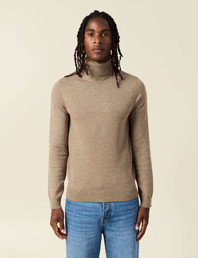 Pull manches longues taupe homme
