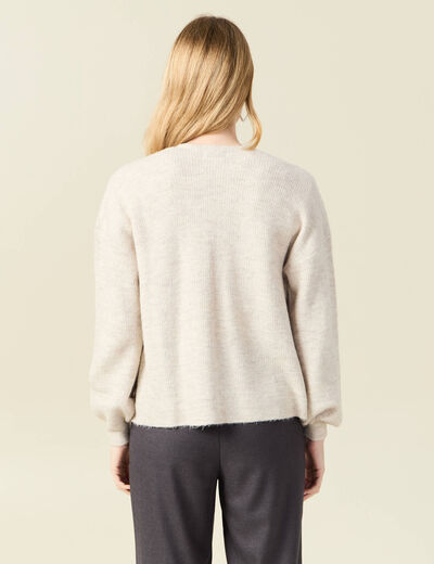 Gilet manches longues creme femme