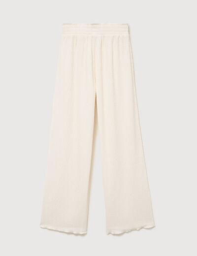 Pantalon loose avec ceinture creme femme