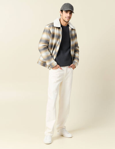 Blouson zippé col aviateur gris foncé homme