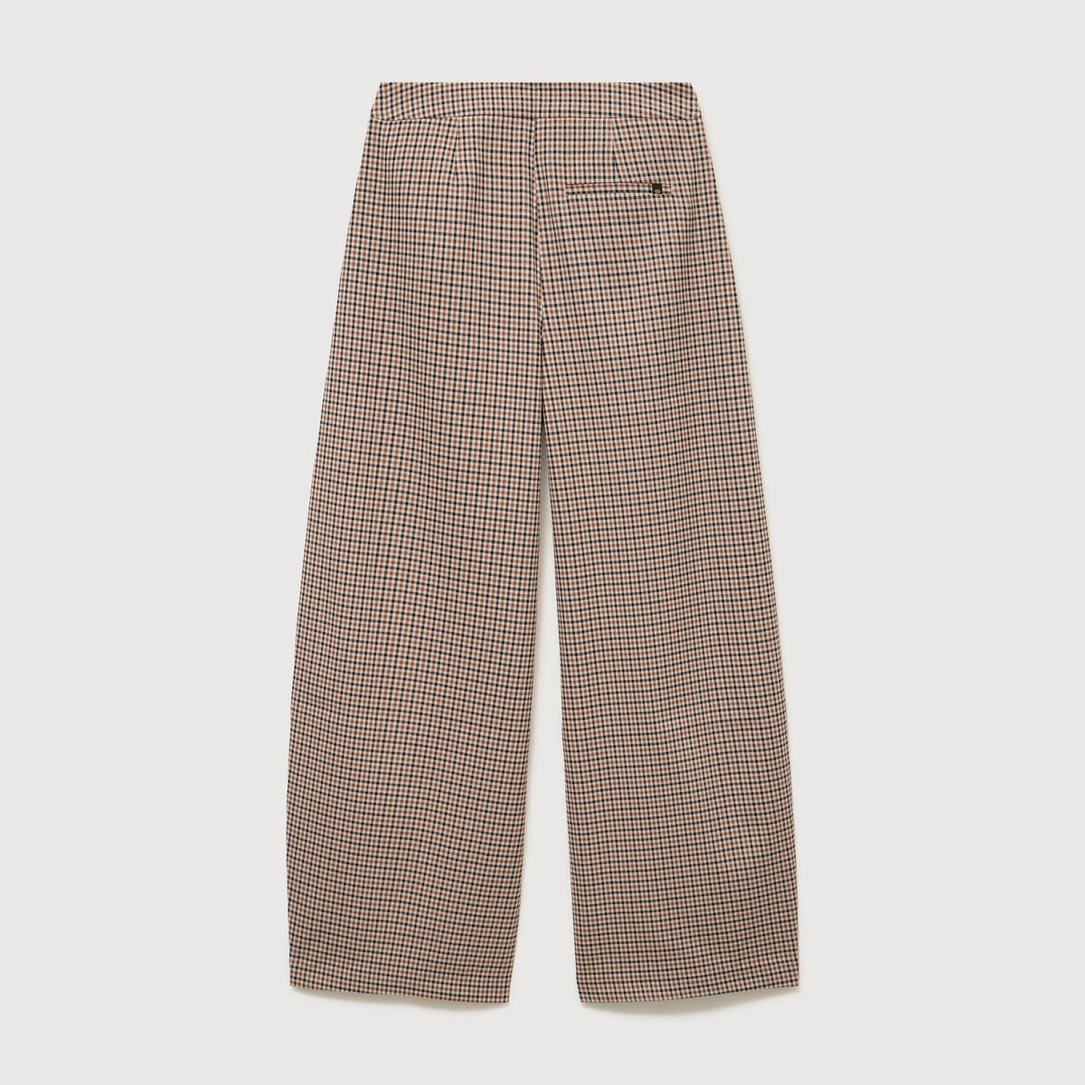 Pantalon barrel bas resserr&eacute; &agrave; carreaux ficelle femme