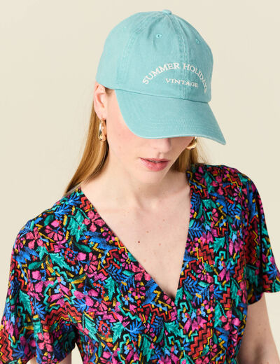 Casquette en jean vert pastel femme
