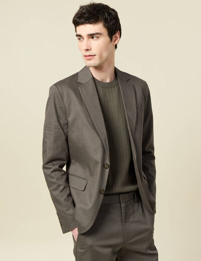 Blazer manches longues col classique vert fonc&eacute; homme