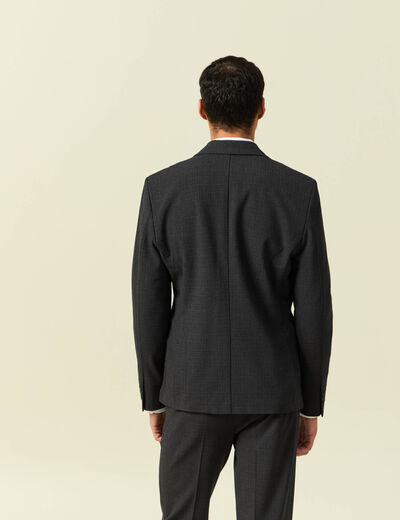 Blazer cintr&eacute; court col tailleur noir homme