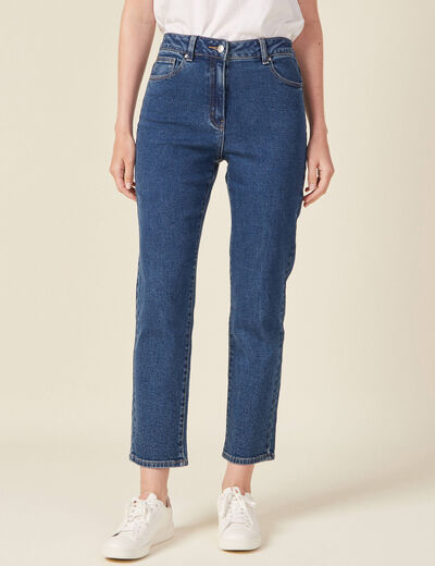 Jeans straight taille haute denim stone femme