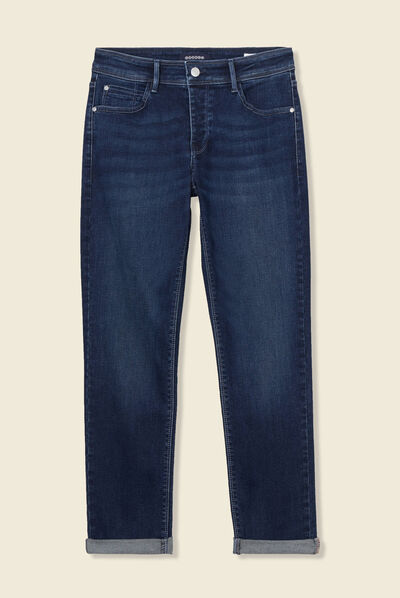 Jeans girlfriend taille haute denim dirty femme