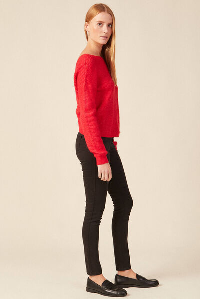 Pull manches longues rose framboise femme