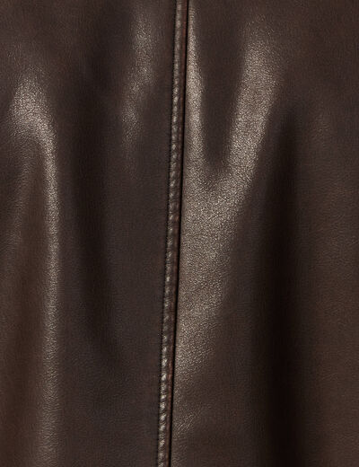 Blouson simili cuir marron foncé homme