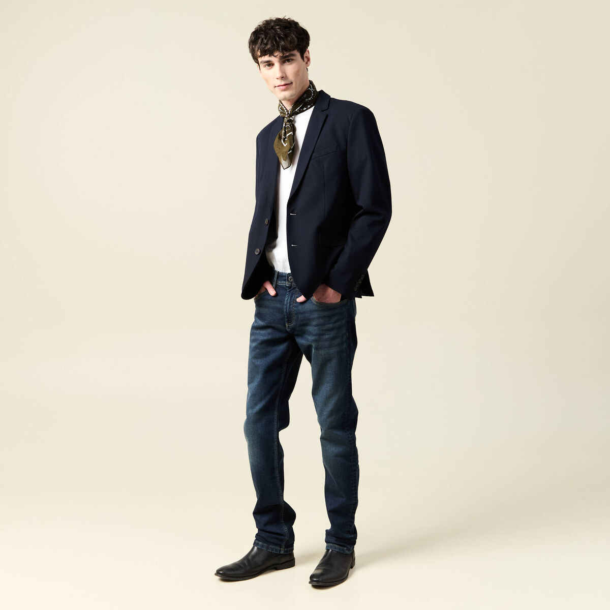 Jeans straight longueur 34 denim denim dirty homme