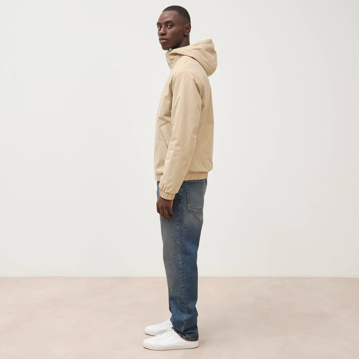 Parka coupe r&eacute;guli&egrave;re &agrave; capuche beige homme