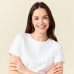 T-shirt cintr&eacute; col rond manches courtes blanc femme
