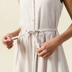 Robe longue évasée ceinturée blanc femme