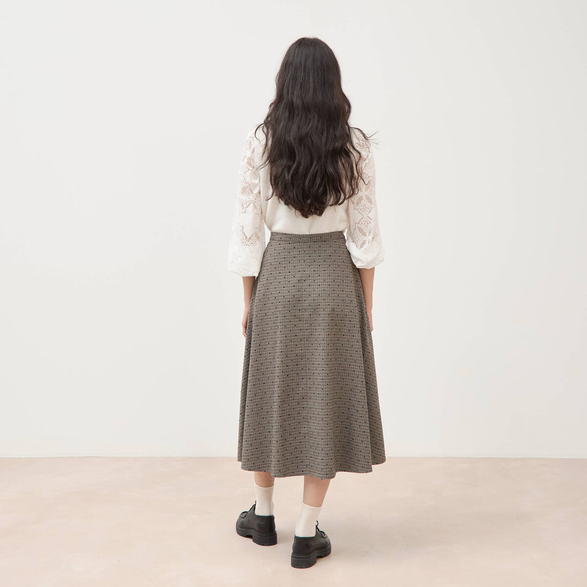 Jupe taille haute gris femme