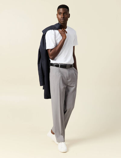 Pantalon chino large gris foncé homme