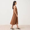 Robe en coton sans manches marron femme