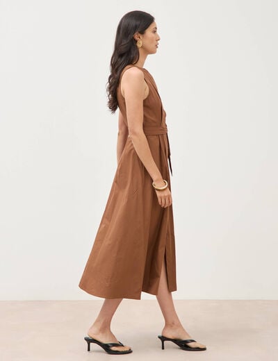 Robe en coton sans manches marron femme
