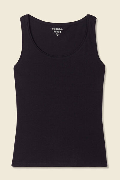 Débardeur femme uni col arrondi Instinct noir femme
