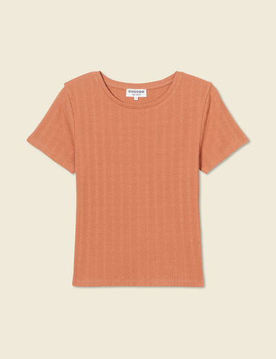 T-shirt manches courtes terracotta femme