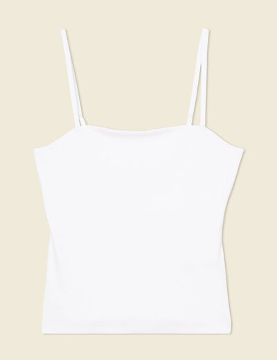 Bustier cropped à bretelles blanc femme