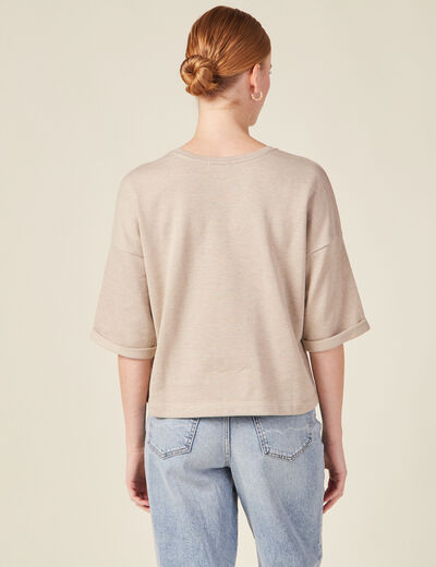 T-shirt à manches courtes creme femme
