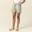 Short boyfriend ceintur&eacute; jean vert kaki femme