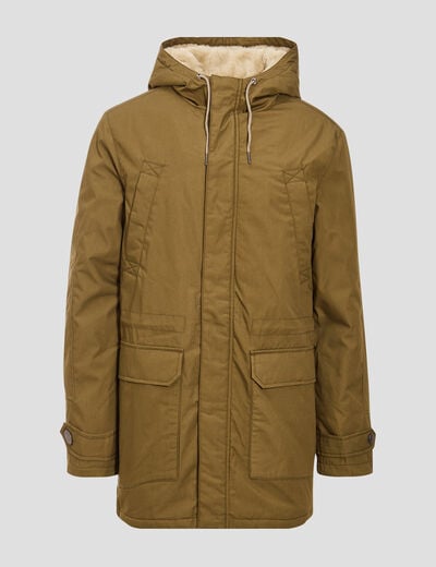 Parka droite à capuche camel homme