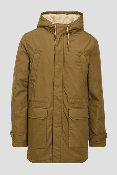 Parka droite à capuche camel homme