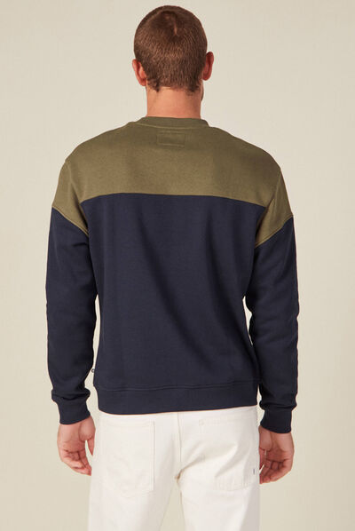 Sweat manches longues col rond taupe homme