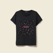 T-shirt en coton manches courtes noir femme