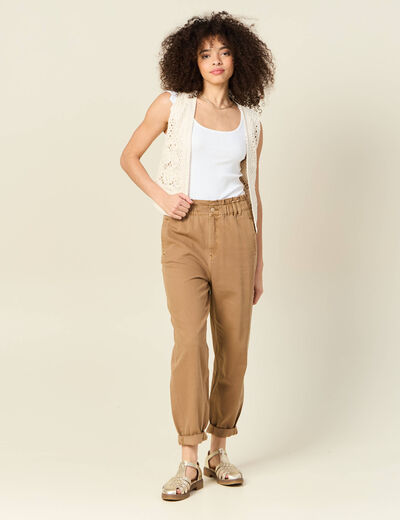 Jeans slouchy 7/8ème vert kaki femme