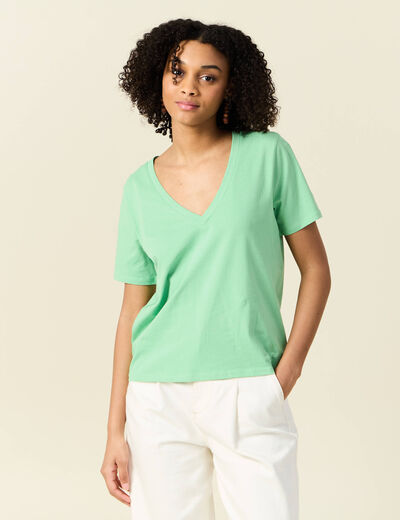 T-shirt manches courtes vert clair femme