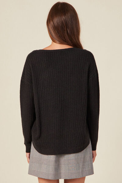 Pull éco-responsable noir femme
