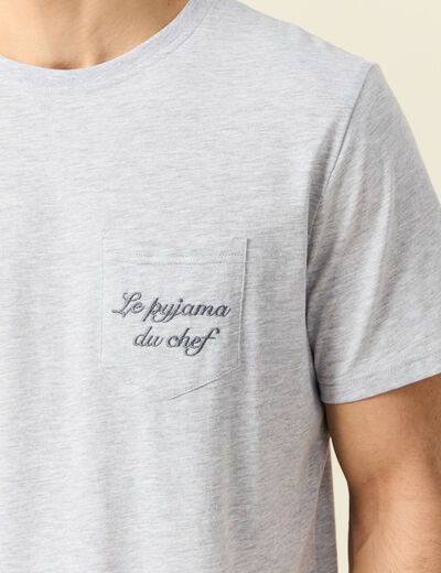 Ensemble pyjama 2 pièces gris clair homme