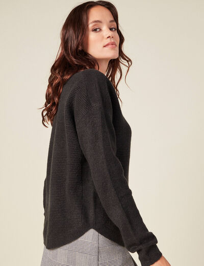 Pull manches longues noir femme