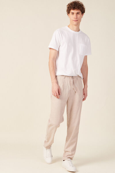 Pantalon chino à coulisse beige homme