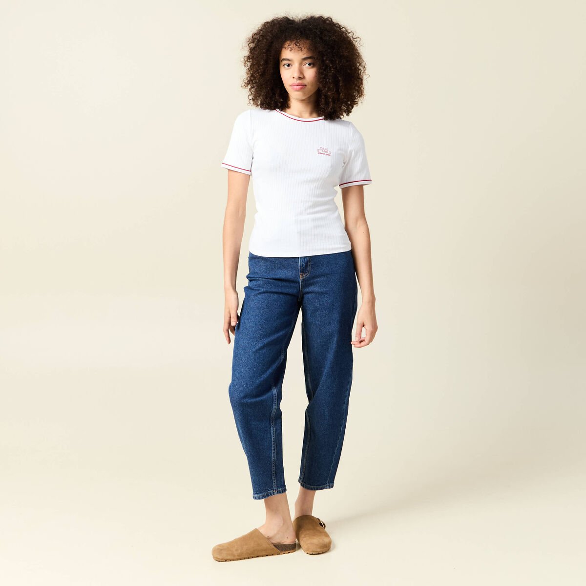 Short ajusté court manches courtes blanc femme