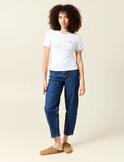 Short ajusté court manches courtes blanc femme