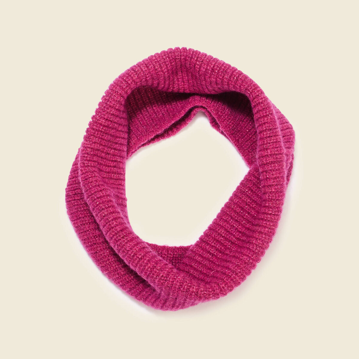 Snood tricoté fabriqué en France rose fushia femme