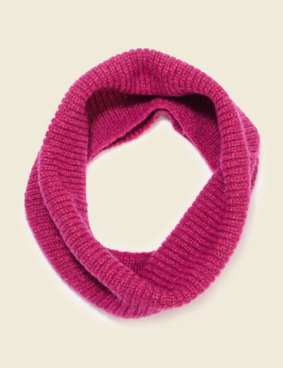Snood tricoté fabriqué en France rose fushia femme