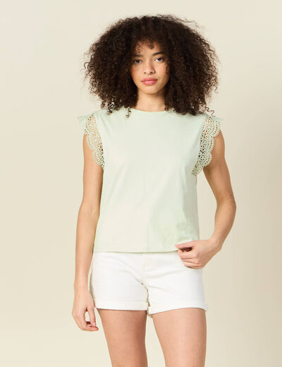 T-shirt manches courtes vert pastel femme
