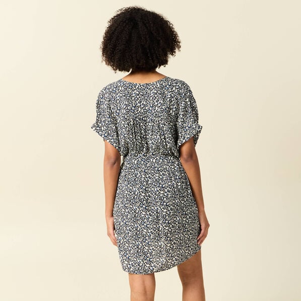 robe droite fluide ceinturee bleu femme Robe droite fluide ceinturée bleu femme