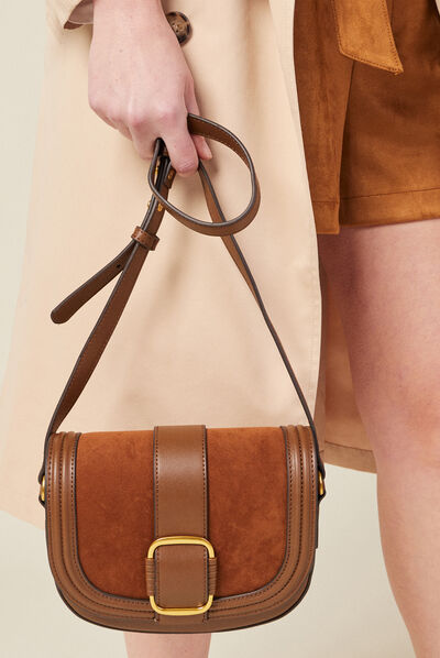 Sac besace avec boucle taupe femme