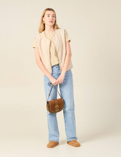 T-shirt manches courtes creme femme