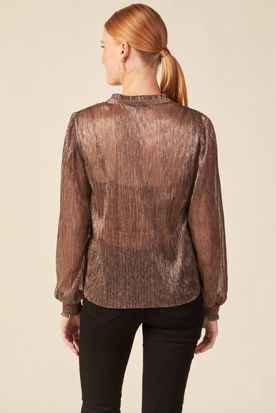 T-shirt manches longues marron cognac femme