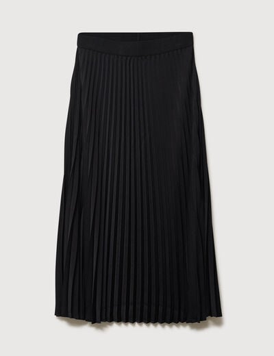 Jupe longue &eacute;vas&eacute;e pliss&eacute;e noir femme