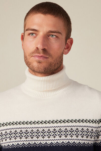Pull manches longues vert kaki homme