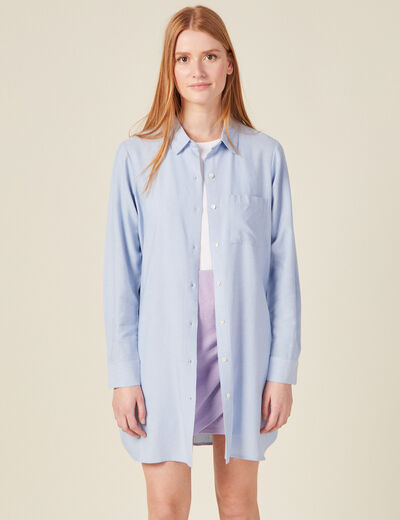 Chemise manches longues bleu gris femme